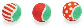 Beeztees tennisballen kerstprint 3 stuks vilt/rubber 6.3x6.3x6.3cm groen/rood - afbeelding 1