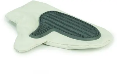 Beeztees verzorgingshandschoen hond waterafstotend nylon wit/grijs 26x19x2,5 cm - afbeelding 1
