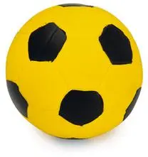 Beeztees voetbal hondenspeelgoed zwart/geel8,5x8,5x8,5 cm
