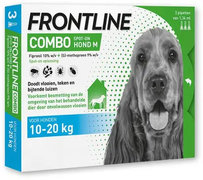 Bied je hond optimale bescherming tegen vlooien, teken en bijtende luizen met de makkelijke en doeltreffende pipetten Frontline Combo Hond. Zo ben je dit vervelende ongedierte altijd een stapje voor! - afbeelding 1