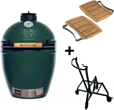 Big Green Egg Large keramische barbecue compleet + Integgrated Nest met Handler + Mates - afbeelding 1