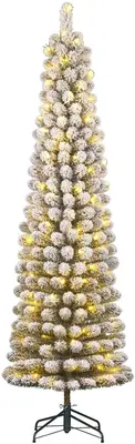 Black Box Trees Charlton Pilar grote verlichte kerstboom besneeuwd groen 260cm - 230 lampjes - afbeelding 1