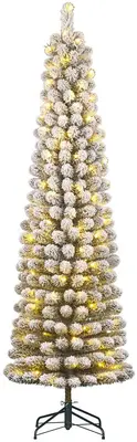 Black Box Trees Charlton Pilar verlichte kerstboom besneeuwd groen 155cm - 90 lampjes - afbeelding 1