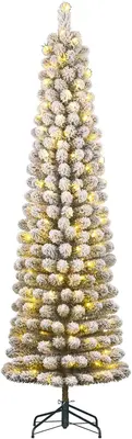 Black Box Trees Charlton Pilar verlichte kerstboom besneeuwd groen 185cm - 120 lampjes - afbeelding 1