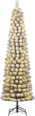 Black Box Trees Charlton Pilar verlichte kerstboom besneeuwd groen 230cm - 180 lampjes - afbeelding 4
