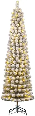 Black Box Trees Charlton Pilar verlichte kerstboom besneeuwd groen 155cm - 90 lampjes - afbeelding 1