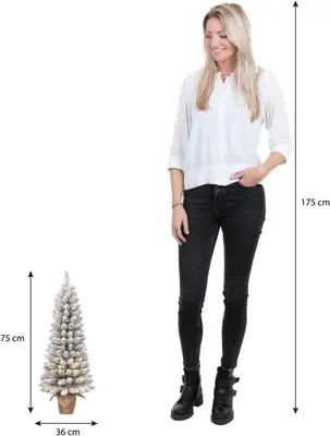 Black Box Trees Gerlos - kunstkerstboom met verlichting 36x75cm wit, groen - afbeelding 6