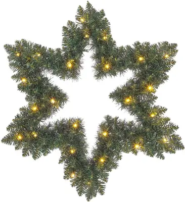 Black Box Trees kerstkrans ster led groen 40LED op batterijen - h10xd60cm - afbeelding 1