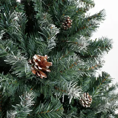 Black Box Trees Pinyon kerstboom besneeuwd met dennenappels blauwgroen 215cm - afbeelding 2