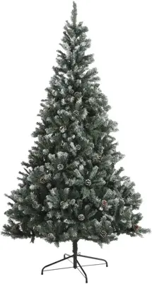 Black Box Trees Pinyon kerstboom besneeuwd met dennenappels blauwgroen 215cm - afbeelding 1
