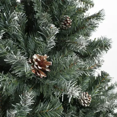 Black Box Trees Pinyon kerstboom besneeuwd met dennenappels blauwgroen 215cm - afbeelding 2