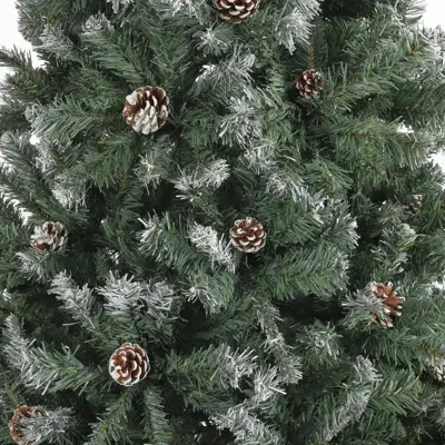 Black Box Trees Pinyon kerstboom besneeuwd met dennenappels blauwgroen 215cm - afbeelding 3