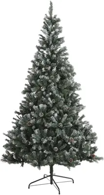 Black Box Trees Pinyon kerstboom besneeuwd met dennenappels blauwgroen 215cm - afbeelding 1