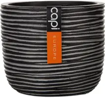 Bloempot bol Rib 24x21 cm Antraciet