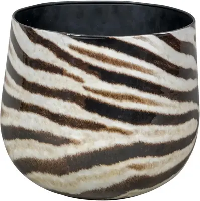 Bloempot Zebra rond metaal 32x28cm - afbeelding 1