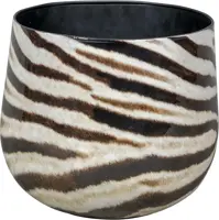 Bloempot Zebra rond metaal 32x28cm - afbeelding 1