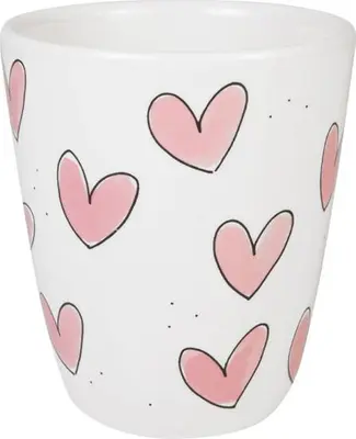 Blond Amsterdam beker aardewerk hartjes 0x11.5cm roze  - afbeelding 2