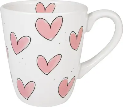 Blond Amsterdam beker aardewerk hartjes 0x11.5cm roze  - afbeelding 1