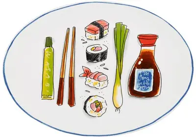 Blond Amsterdam bord aardewerk blond sushi 27x19.4x2.1cm multi  - afbeelding 1