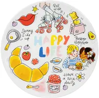 Blond Amsterdam bord aardewerk happy life 22 cm bord 21.8x2.5cm multi  - afbeelding 1