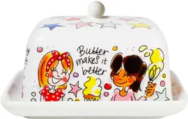 Blond Amsterdam botervloot aardewerk butter makes it better 16x11x10cm multi  - afbeelding 3