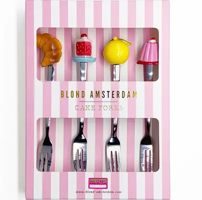 Blond Amsterdam cakevorkjes metaal multi 4 stuks