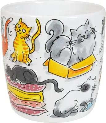 Blond Amsterdam cappuccino beker aardewerk cat love 10x10.5cm multi  - afbeelding 2