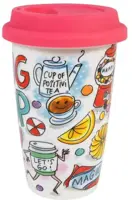Blond Amsterdam coffee to go beker aardewerk a hug in a cup 9x14cm multi  - afbeelding 2