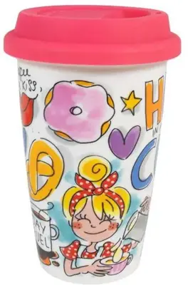 Blond Amsterdam coffee to go beker aardewerk a hug in a cup 9x14cm multi  - afbeelding 3