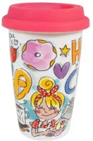 Blond Amsterdam coffee to go beker aardewerk a hug in a cup 9x14cm multi  - afbeelding 3
