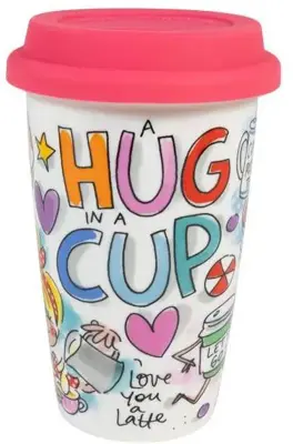 Blond Amsterdam coffee to go beker aardewerk a hug in a cup 9x14cm multi  - afbeelding 4