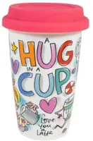 Blond Amsterdam coffee to go beker aardewerk a hug in a cup 9x14cm multi  - afbeelding 4