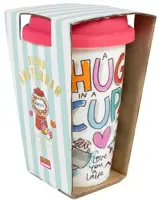 Blond Amsterdam coffee to go beker aardewerk a hug in a cup 9x14cm multi  - afbeelding 1