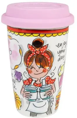 Blond Amsterdam coffee to go beker aardewerk sweet life 9x14cm multi  - afbeelding 2