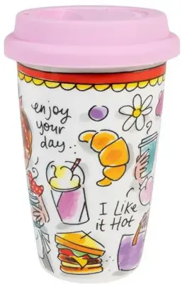 Blond Amsterdam coffee to go beker aardewerk sweet life 9x14cm multi  - afbeelding 3