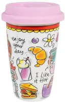 Blond Amsterdam coffee to go beker aardewerk sweet life 9x14cm multi  - afbeelding 3