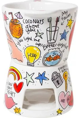 Blond Amsterdam fondueset aardewerk love 16x10cm multi  - afbeelding 2