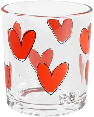Blond Amsterdam glas glas hartjes 7x8cm transparant 