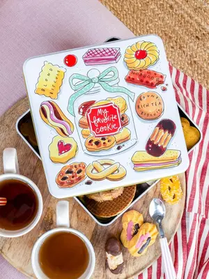 Blond Amsterdam koekblik blik even bijkletsen 21.7x21.7x7.5cm multi  - afbeelding 4