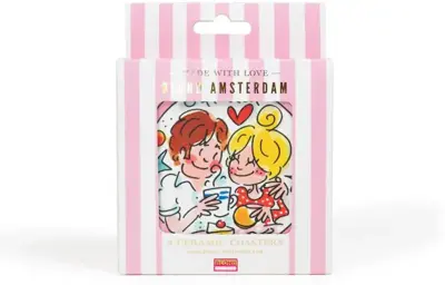 Blond Amsterdam onderzetter aardewerk even bijkletsen 10x0.5cm multi  - afbeelding 3