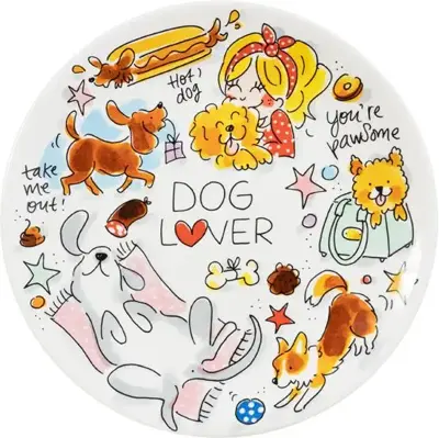 Blond Amsterdam ontbijtbord aardewerk dog lover 22x2.5cm multi  - afbeelding 1