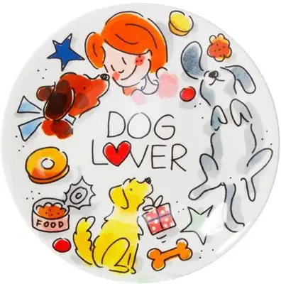 Blond Amsterdam petit four bordje aardewerk dog lover 12x1.5cm multi 