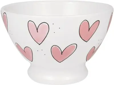 Blond Amsterdam roze kom met hartjes op voet 13 cm - afbeelding 1