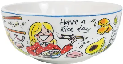 Blond Amsterdam schaal aardewerk have a rice day 15.5x6.5cm multi - afbeelding 3