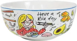 Blond Amsterdam schaal aardewerk have a rice day 15.5x6.5cm multi - afbeelding 3