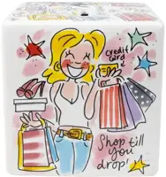 Blond Amsterdam spaarpot aardewerk even bijkletsen 11.5x11.5x11.5cm multi - afbeelding 2