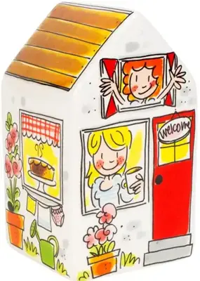 Blond Amsterdam spaarpot aardewerk even bijkletsen 8x8x14cm multi - afbeelding 2