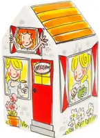 Blond Amsterdam spaarpot aardewerk even bijkletsen 8x8x14cm multi