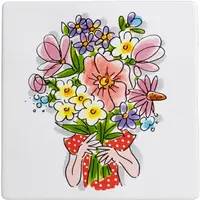 Blond Amsterdam tegeltje aardewerk bouquet of flowers 13x13cm multi - afbeelding 1