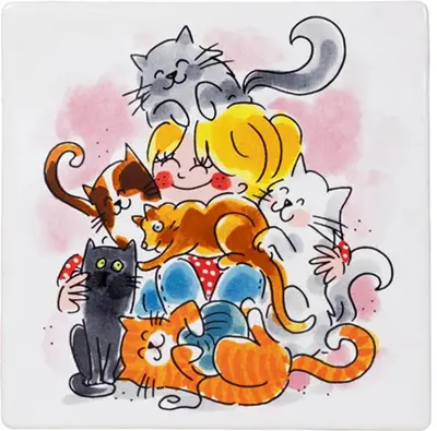 Blond Amsterdam tegeltje aardewerk cat 13x13cm multi - afbeelding 1